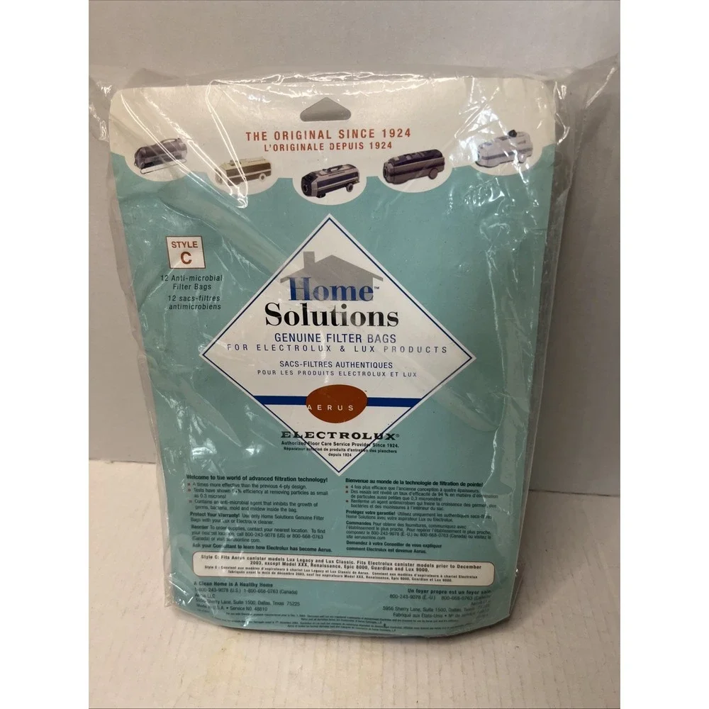New 12 Aerus Electrolux Vacuum Bags Home Solutions Hepa Filter Canister Style C